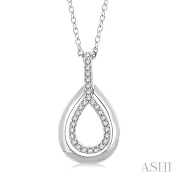1/10 Ctw Petite Pear Shape Round Cut Diamond Fashion Pendant With Chain in 10K White Gold